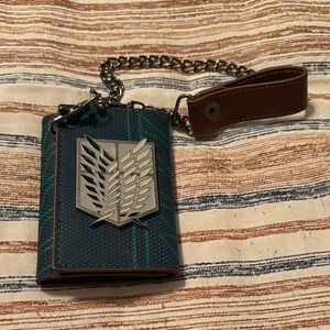 Blue and Green Wallet with Chain